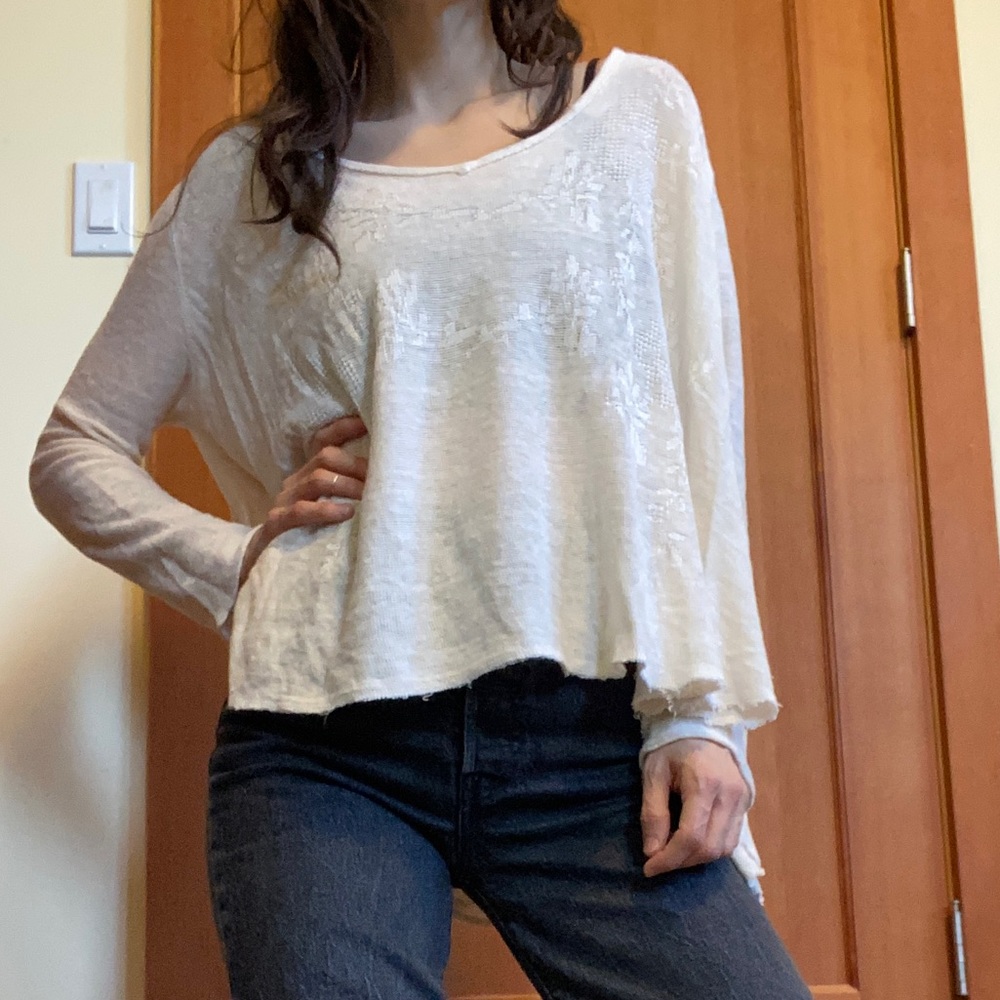 Free People Oversized Linen Knit Top - Picture 2 of 14